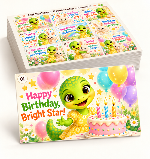 The World of Liri birthday and event postcards store mockup