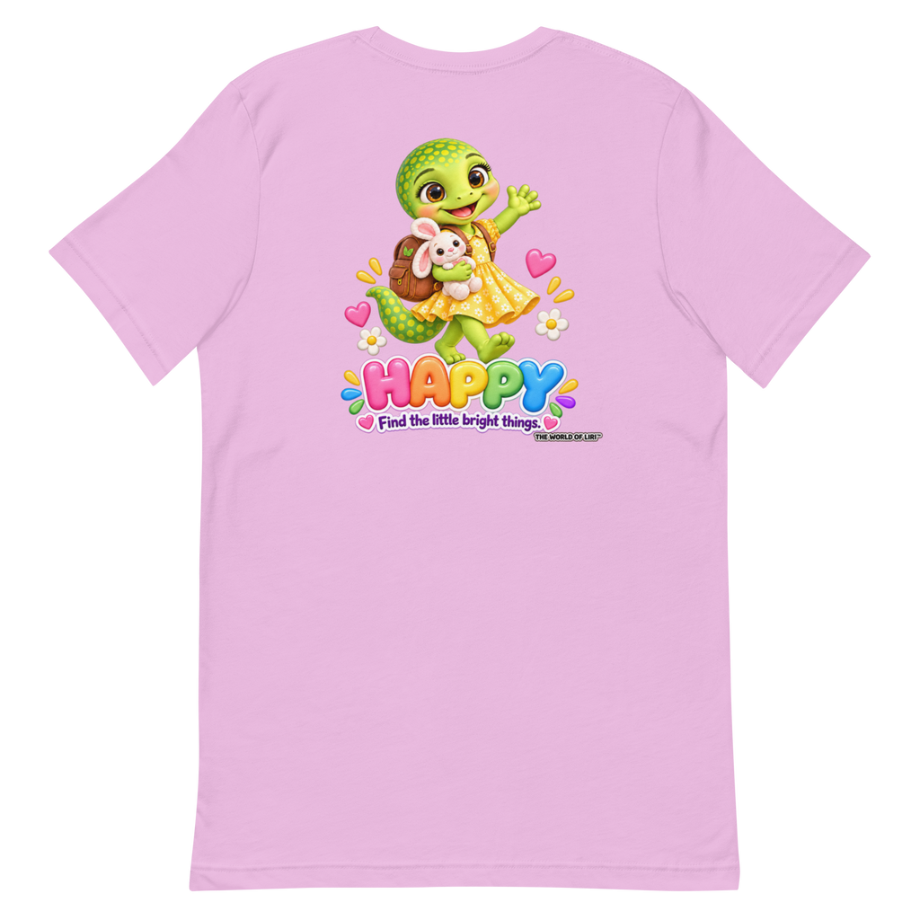 Happy Feelings Tee — Front+Back, Lilac, back view