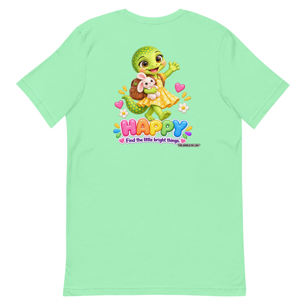 Happy Feelings Tee — Front+Back, Mint, back view