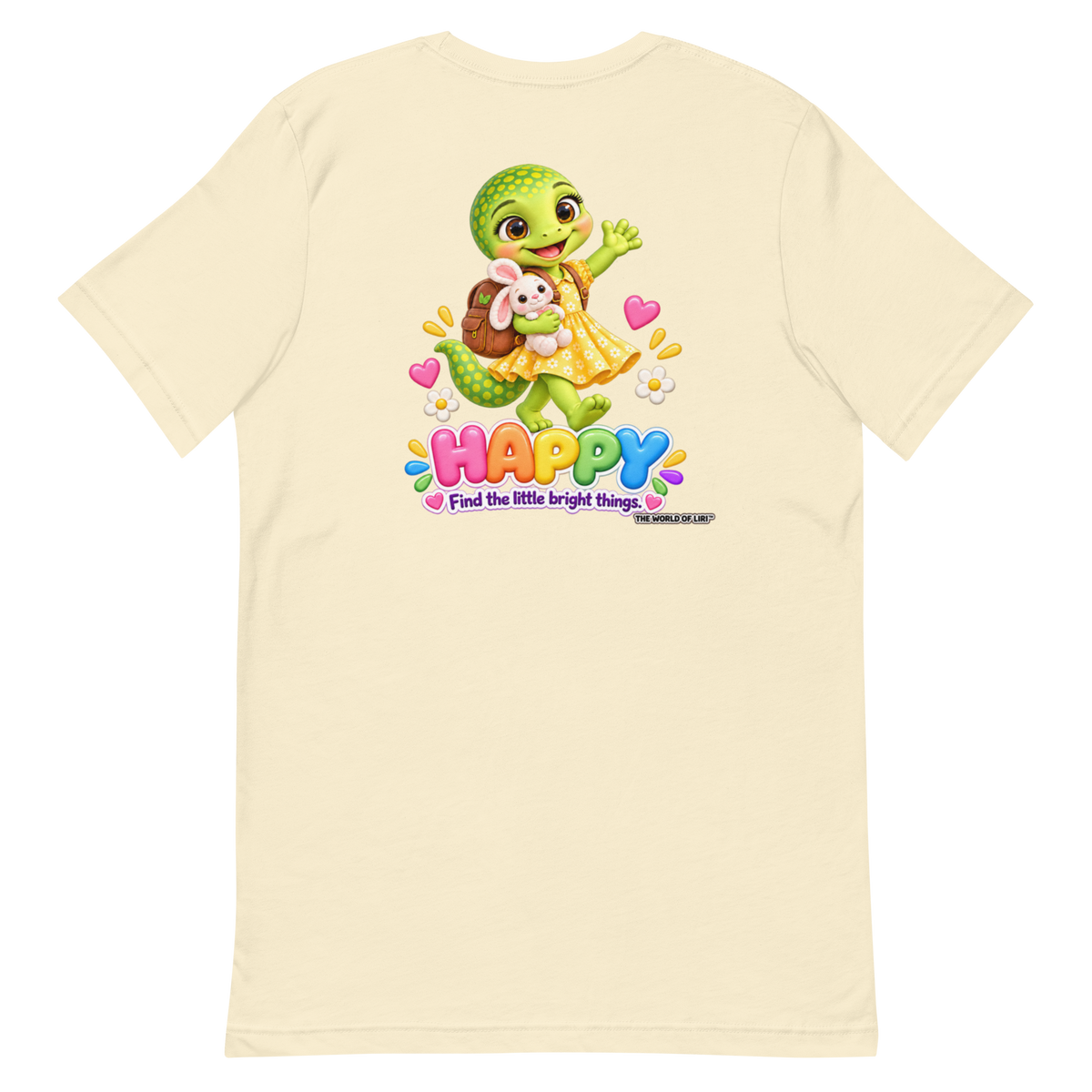 Happy Feelings Tee — Front+Back, Natural, back view