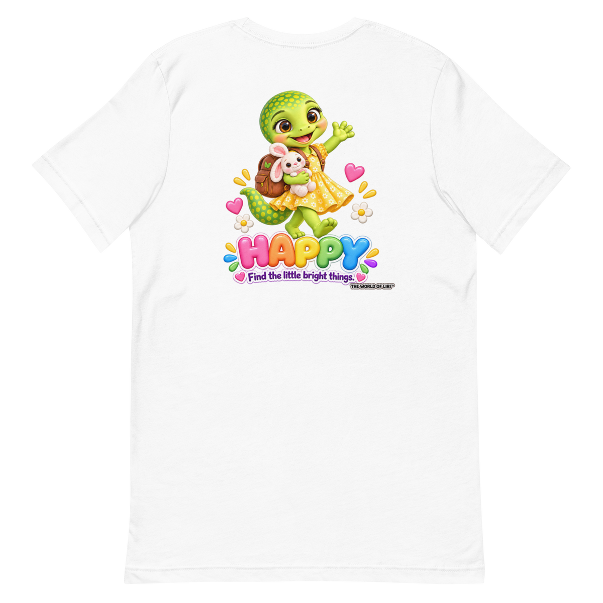 Happy Feelings Tee — Front+Back, White, back view