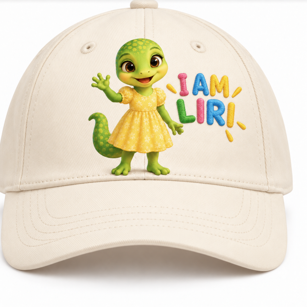 Hat 11 I AM LIRI colorful lettering approved mockup