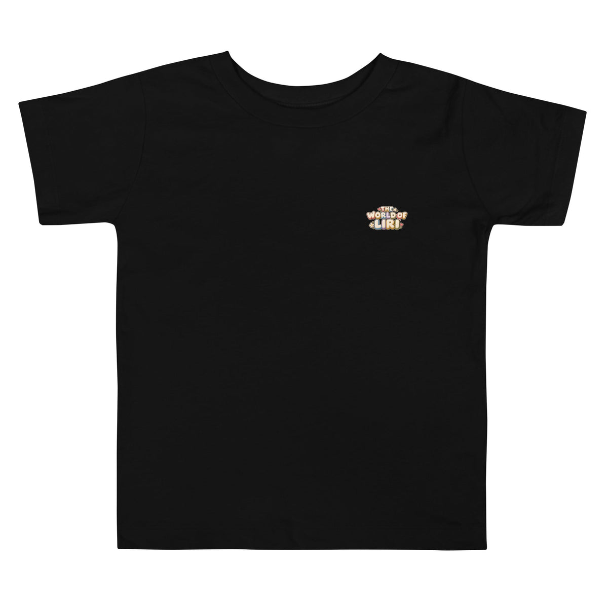 Black toddler tee, front logo view