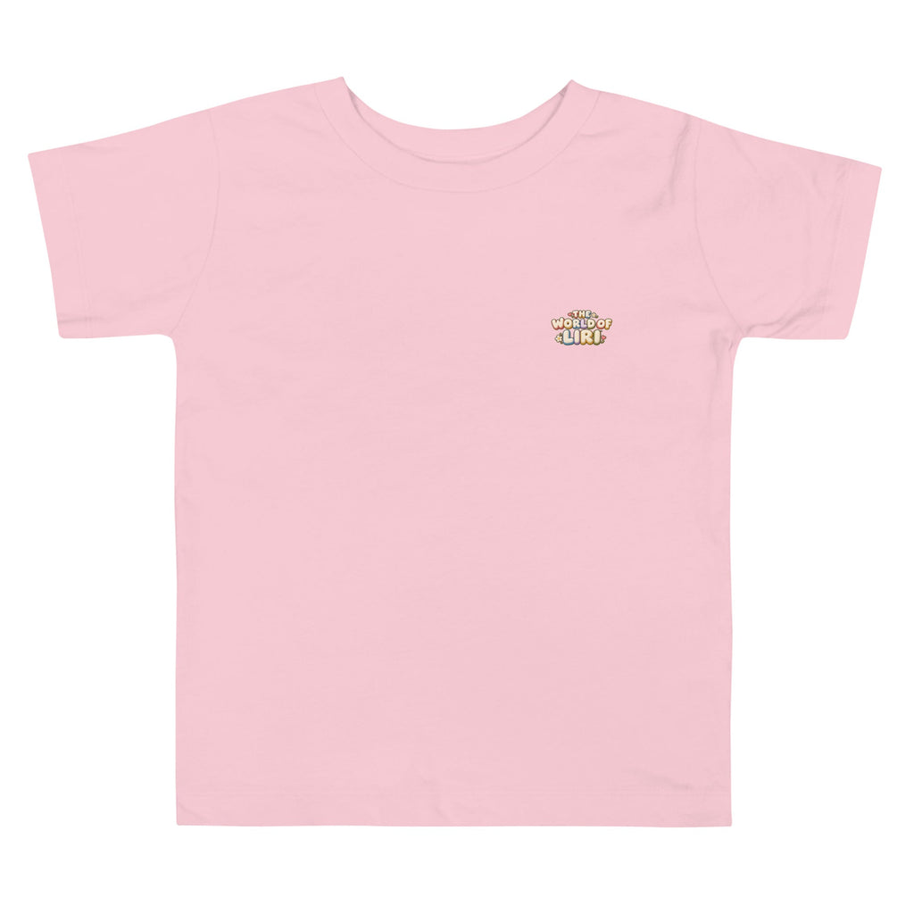 Pink toddler tee, front logo view