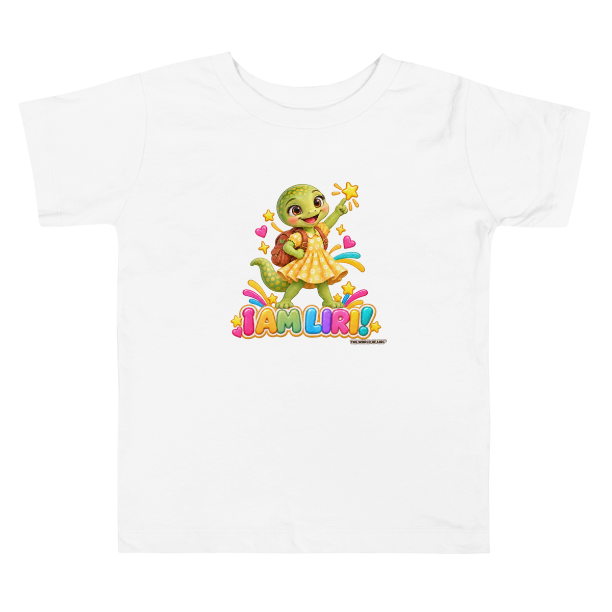 I Am Liri toddler tee in white, front art