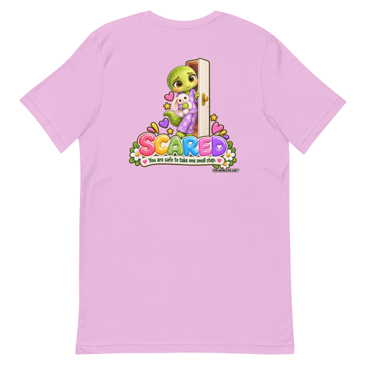 Scared Feelings Tee — Front+Back, Lilac, back view