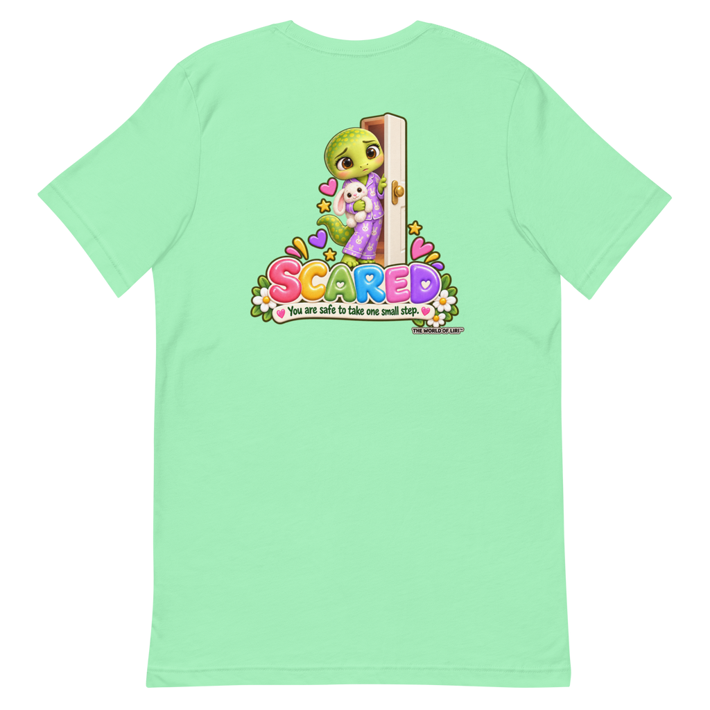 Scared Feelings Tee — Front+Back, Mint, back view