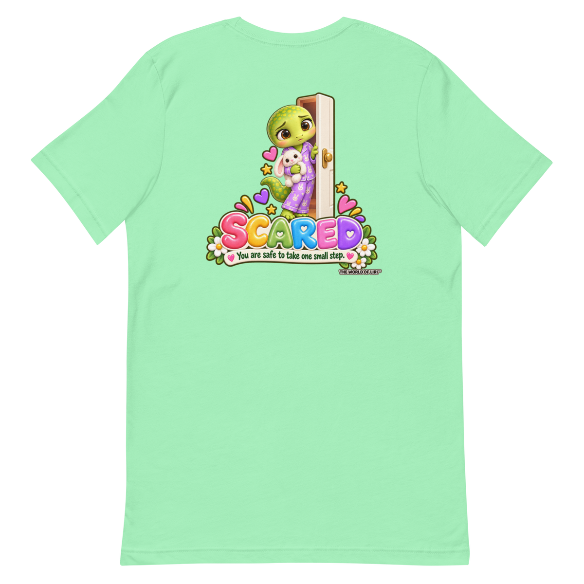 Scared Feelings Tee — Front+Back, Mint, back view