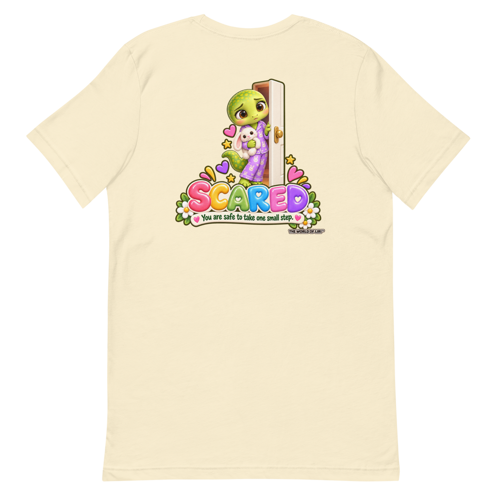 Scared Feelings Tee — Front+Back, Natural, back view