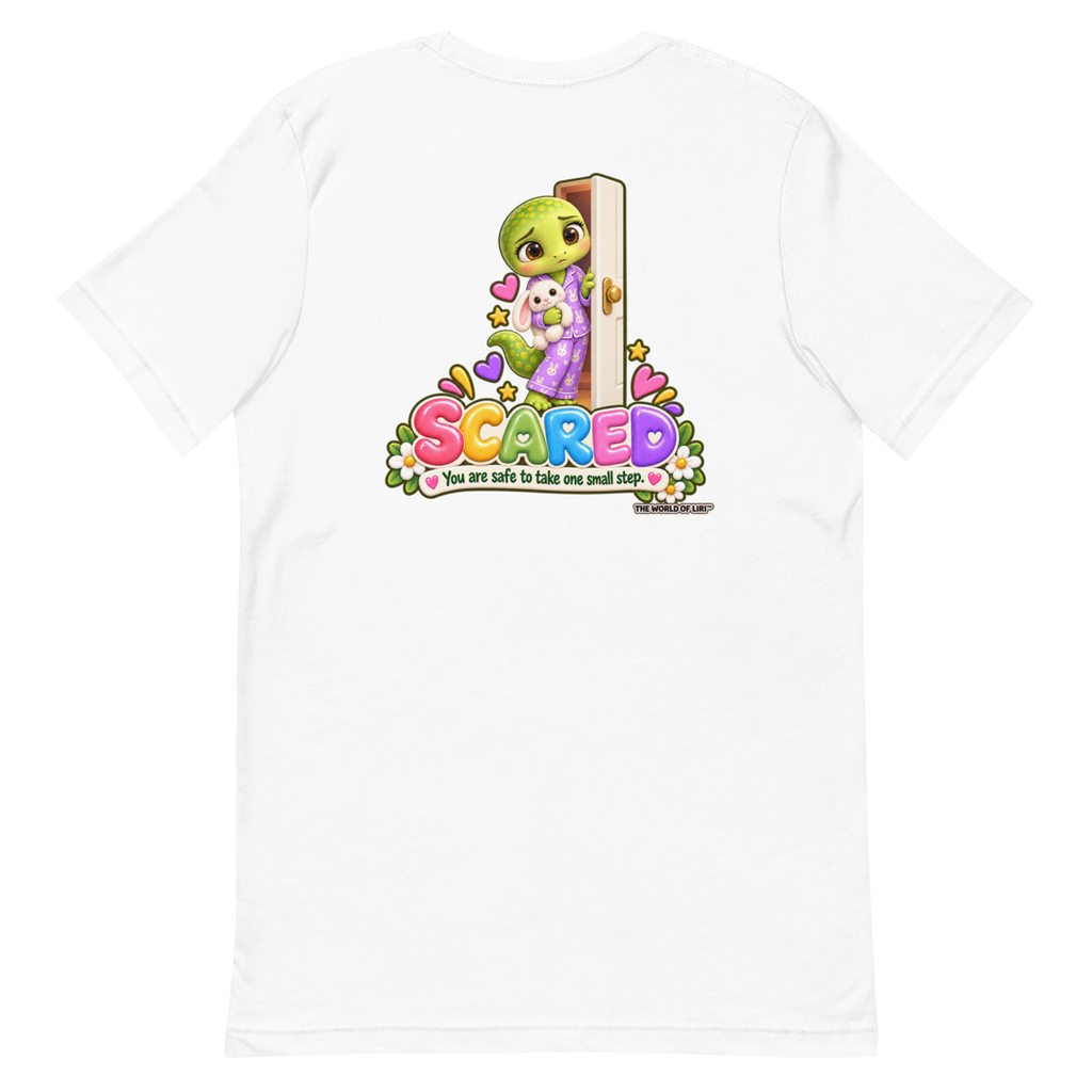 Scared Feelings Tee — Front+Back, White, back view