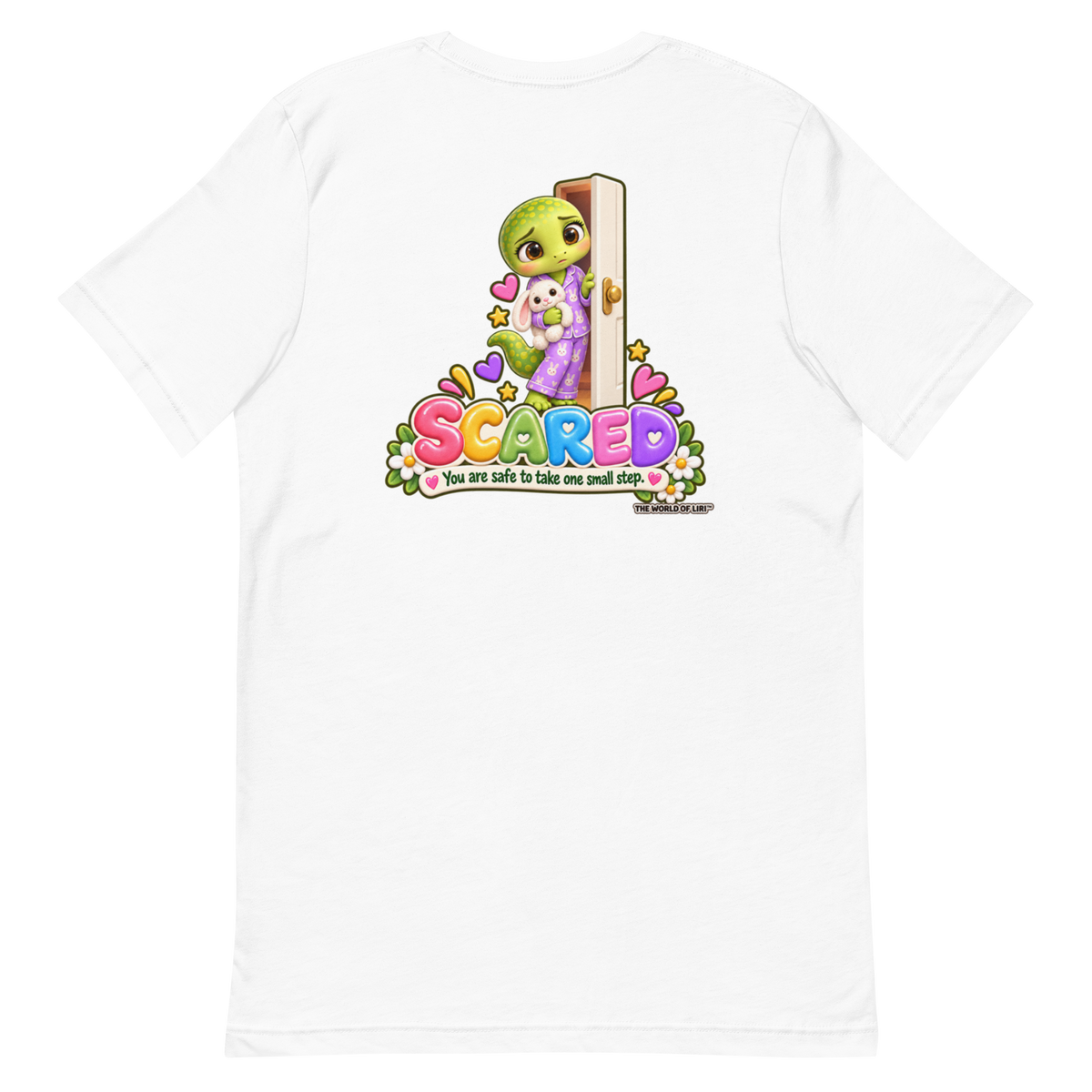Scared Feelings Tee — Front+Back, White, back view