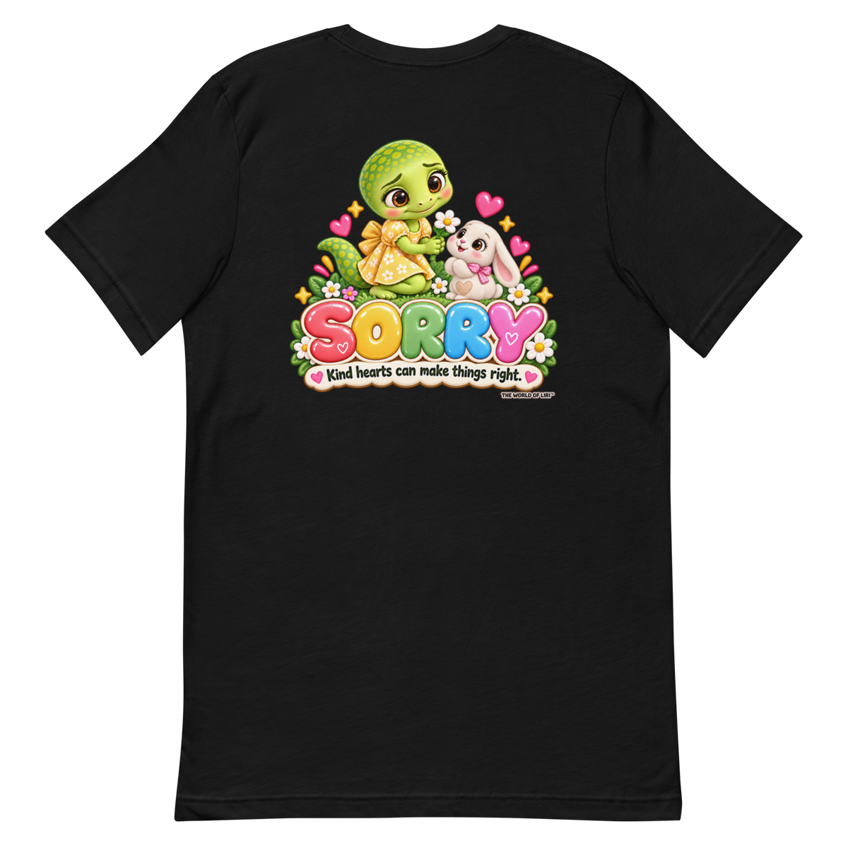 Sorry Feelings Tee — Front+Back, Black, back view