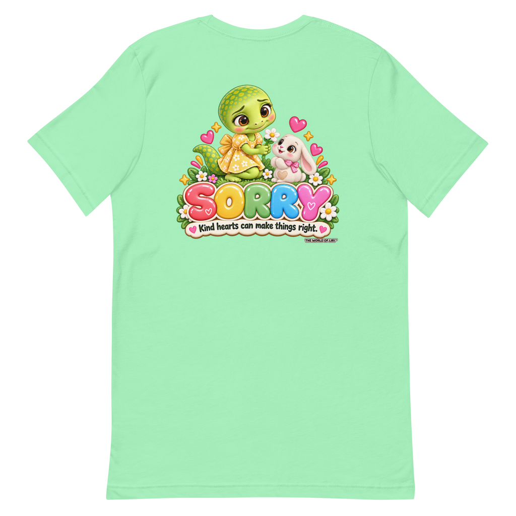 Sorry Feelings Tee — Front+Back, Mint, back view