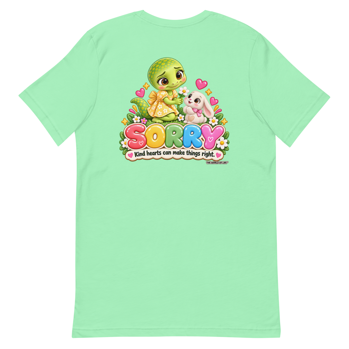 Sorry Feelings Tee — Front+Back, Mint, back view
