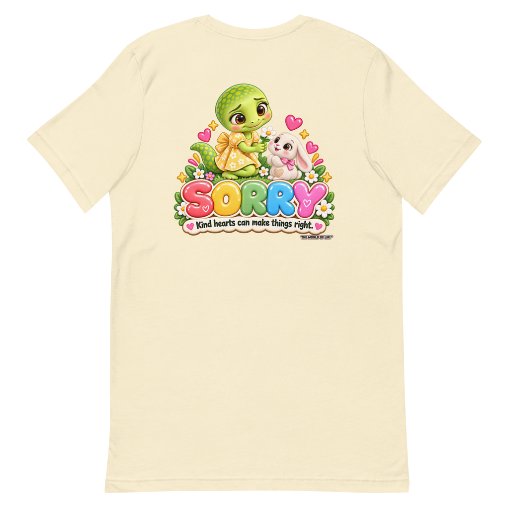 Sorry Feelings Tee — Front+Back, Natural, back view