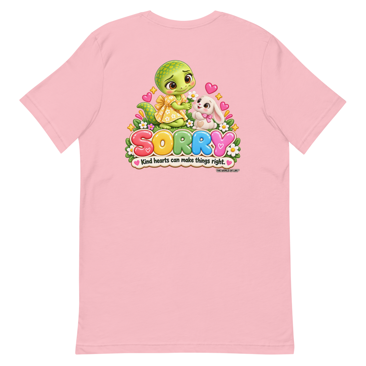 Sorry Feelings Tee — Front+Back, Pink, back view