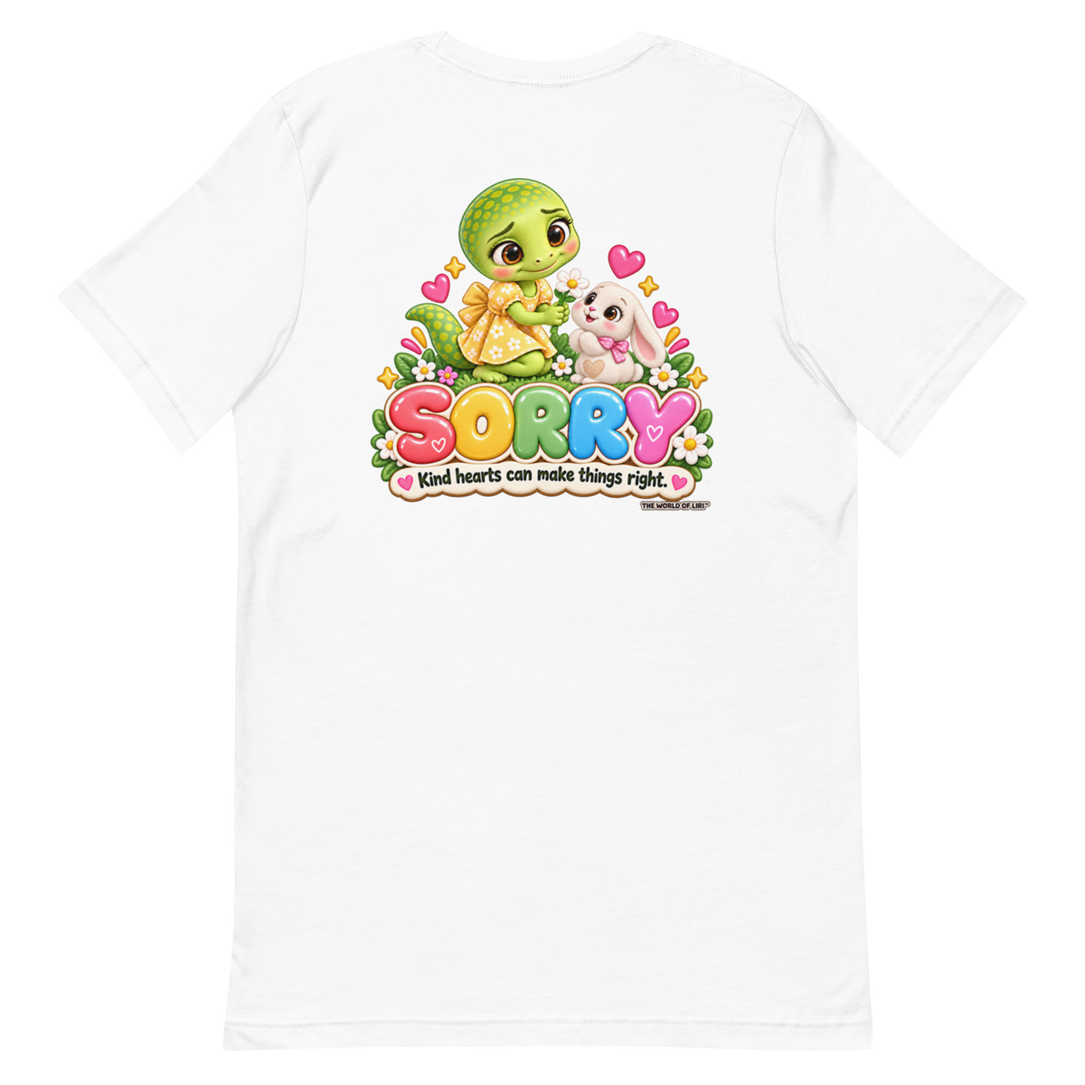 Sorry Feelings Tee — Front+Back, White, back view
